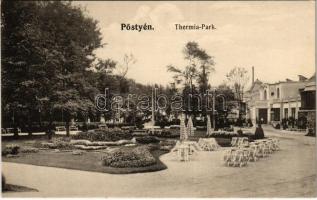 Pöstyén, Pistyán, Piestany; Thermia park. Lampl Gyula kiadása / hotel park