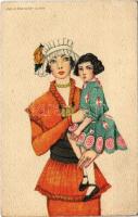 Art Nouveau lady with girl. B.K.W.I. 201-1. s: Mela Koehler