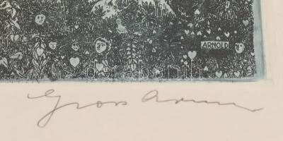 Gross Arnold (1929-2015): Az öröm ünnepe. Színes rézkarc, papír. Jelzett. Próbanyomat próba jelzésse...
