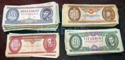 1962-1992. Forint tétel 10Ft (29x), 20Ft (78x), 50Ft (51x), 100Ft (4x) sok klf évszám T:vegyes összesen 162 db praktikus csúsztatható fedelű erős fadobozban