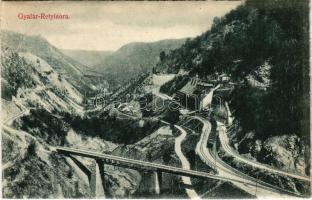 1908 Gyalár, Ghelari; Retyisórai völgyhíd, iparvasút, bányavasút végállomása. Adler fényirda 1907 / Retisoara valley, mine, industrial railway