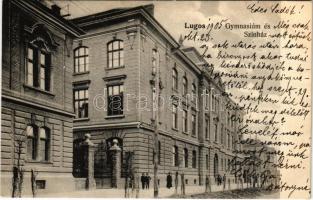1905 Lugos, Lugoj; Gimnázium és színház. Berecz J. kiadása / school and theatre