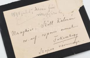 1895 ifj Tisza Kálmán (1867-1947), a miniszterelnök fiának saját kézzel írt levele Szél Kálmán nagys...