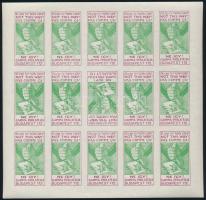 ~1930 Szakirodalomban ismeretlen Gamma Philatelia szép bélyegzést propagáló FOGAZATLAN levélzáró kisív zöld színben, lila szöveggel, középen fordított bélyeg / label imperforate mini sheet, green