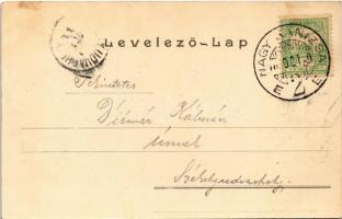 1902 Nagykanizsa, Fő út, Ifj. Wajdits József üzlete, Takarékpénztár, magyar zászló. Alt és Böhm kiad...