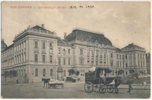 1919 Kolozsvár, Cluj; Igazságügyi palota, lovashintó / financial palace, horse chariot (Rb)