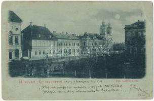 1899 (Vorläufer) Kolozsvár, Cluj; Kül. Magyar utca este, Merényi és Rákosy üzlete. Bizományi antiquár és könyvkereskedés kiadása / street at night, shop (EK)