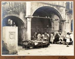 1927 Szlovéniai tájképek, városképek, 8 db (Capodistria/Koper, Pirano/Piran, stb.), kartonra ragaszt...