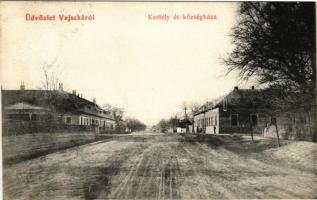 1907 Vajszka, Vajska; Grófi kastély és községháza, utca / castle and town hall, street
