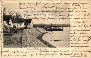 1903 Apatin, Ung. Schiffs Agentie / Magyar Hajózási Ügynökség kikötője. Franz Benzinger kiadása / Hungarian Shipping Agency port