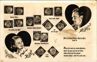 1942 Briefmarken-Sprache / Stamps language, romantic couple (fl)