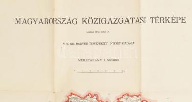 1942 Magyarország közigazgatási térképe, 1:500 000, két részből álló térkép a visszatért területekke...