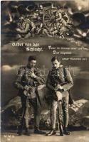 1916 Gebet vor der Schlacht / WWI Austro-Hungarian K.u.K. military art postcard, soldiers prayer before battle