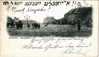 1897 (Vorläufer) Gyulafehérvár, Karlsburg, Alba Iulia; Fő tér, Kisselbacher J.B. üzlete / Hauptplatz / main square, shop (EK)