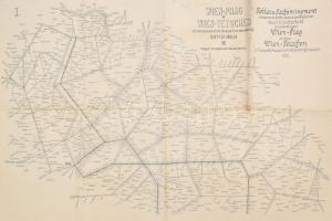 1912 Wien-Prag és Wien-Tetschen közt közlekedő mozgóposták irányítási ábrája, 94×64 cm