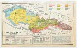 1938 Csehszlovákia néprajzi térképe, 1:2 000 000, Soits György, szélén szakadásokkal, 30×50 cm