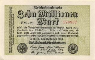 Német Birodalom / Weimari Köztársaság 1923. 10.000.000M 3 klf vízjellel T:I