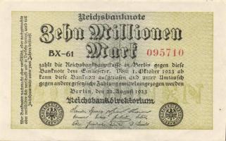 Német Birodalom / Weimari Köztársaság 1923. 10.000.000M 3 klf vízjellel T:I