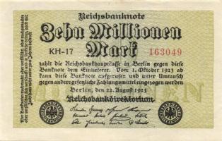 Német Birodalom / Weimari Köztársaság 1923. 10.000.000M 3 klf vízjellel T:I