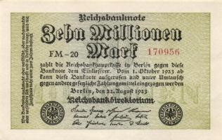 Német Birodalom / Weimari Köztársaság 1923. 10.000.000M 3 klf vízjellel T:I