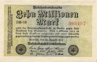 Német Birodalom / Weimari Köztársaság 1923. 10.000.000M 3 klf vízjellel T:I