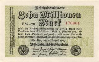 Német Birodalom / Weimari Köztársaság 1923. 10.000.000M 3 klf vízjellel T:I