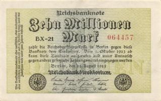 Német Birodalom / Weimari Köztársaság 1923. 10.000.000M 3 klf vízjellel T:I