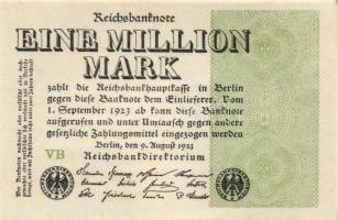 Német Birodalom / Weimari Köztársaság 1923. 1.000.000M (2x) T:I