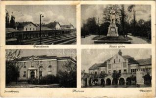 1939 Hatvan, Vasútállomás, Hősök szobra, emlékmű, Járásbíróság, Városháza (fl)