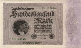 Német Birodalom / Weimari Köztársaság 1923. 100.000M céges nyomat papírráncokkal T:I-
