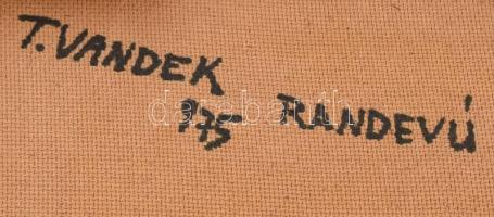 Wanyek Tivadar (1910-1981): Randevú, 1975. Olaj, farost. Jelzett. Hátoldalán autográf felirattal. Fa...