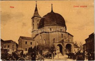 Pécs, Városi templom, piac, fiákerek. Rózsa testvérek kiadása 690. (W.L.?)