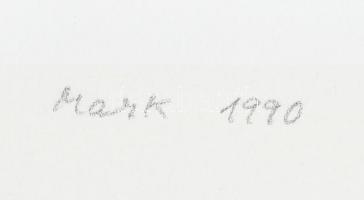 Mark (Márkus), Anna (1928-): Konstruktivista kompozíció, 1990. Szitanyomat, papír, jelzett, művészpé...