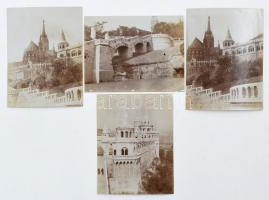 cca 1900 Budapest, Halászbástya, Mátyás-templom, 4 db fotó, 11,5×9 cm