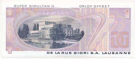 Svájc ~2000. "Orlof Offset" bankjegy tervezet "One Pass (Belépő?)" nyomattal, a ...