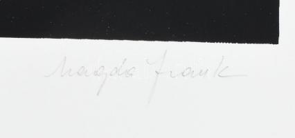 Frank Magda (1914-1997): Geometrikus szoborterv. Szitanyomat, papír, jelzett, 32,5×21 cm