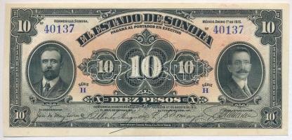 Mexikó 1915. 10P H 40137 T:II  Mexico 1915. 10 Pesos H 40137 C:XF Krause P#S1073