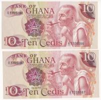 Ghána 1978. 10C (2x) Z/I 7705086 - Z/I 7705087 pótkiadás T:II hajtatlanok Ghana 1978. 10 Cedis (2x) Z/I 7705086 - Z/I 7705087 replacement banknotes C:XF unfolded Krause P#16f