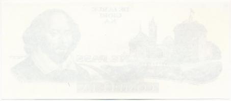 Svájc ~2000. Egyoldalas bankjegy tervezet "One Pass (Belépő?)" nyomattal, "Shakespear...