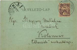 1900 Nagyszeben, Hermannstadt, Sibiu; Harteneck utca és torony este, színház. Carl F. Jickeli / Hart...