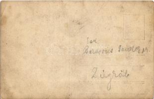 Osztrák-magyar katonai alakulat Zágrábnál, tehervonat a háttérben / K.u.k. military unit near Zagreb...