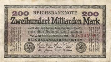 Német Birodalom / Weimari Köztársaság 1923. 200.000.000.000M T:III