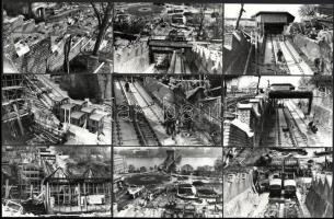 1986 Budapest, a budai sikló építéséről készült felvételek, 13 db datált vintage fotó, ezüstzselatinos fotópapíron, + hozzáadva egy 1941-es műszaki rajz repróját + hozzáadva egy 1944-es bérlet fotó másolatát, amely a budai hegypálya igénybevételére jogosít, 9x14 cm és 13x18 cm