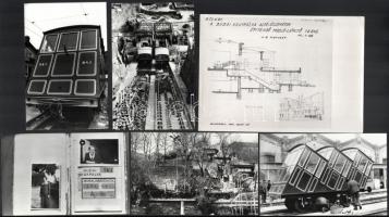 1986 Budapest, a budai sikló építéséről készült felvételek, 13 db datált vintage fotó, ezüstzselatin...