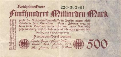 Német Birodalom / Weimari Köztársaság 1923. 500.000.000.000M céges nyomat T:II