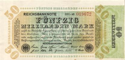 Német Birodalom / Weimari Köztársaság 1923. 50.000.000.000M T:I- hátlapi folt