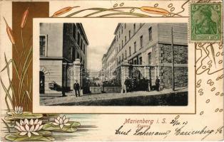 1903 Marienberg, Kaserne / military barracks. Art Nouveau, floral, litho (small tear)