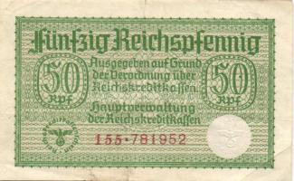 Német 3. Birodalom / Általános kiadás a megszállt területek részére 1939. (DN) 50Rpf, 5RM, 20RM, 50RM összesen 4 db T:II,III