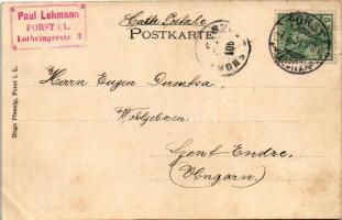 1901 Forst i. Lausitz, Wilhelmstrasse mit Werkmeisterschule. Hugo Pfennig / street, foreman school, ...