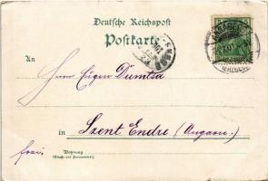 1901 Annaberg (Erzgebirge). Lithogr. Kunstanstalt Mehner & Maas Art Nouveau montage with horse s...